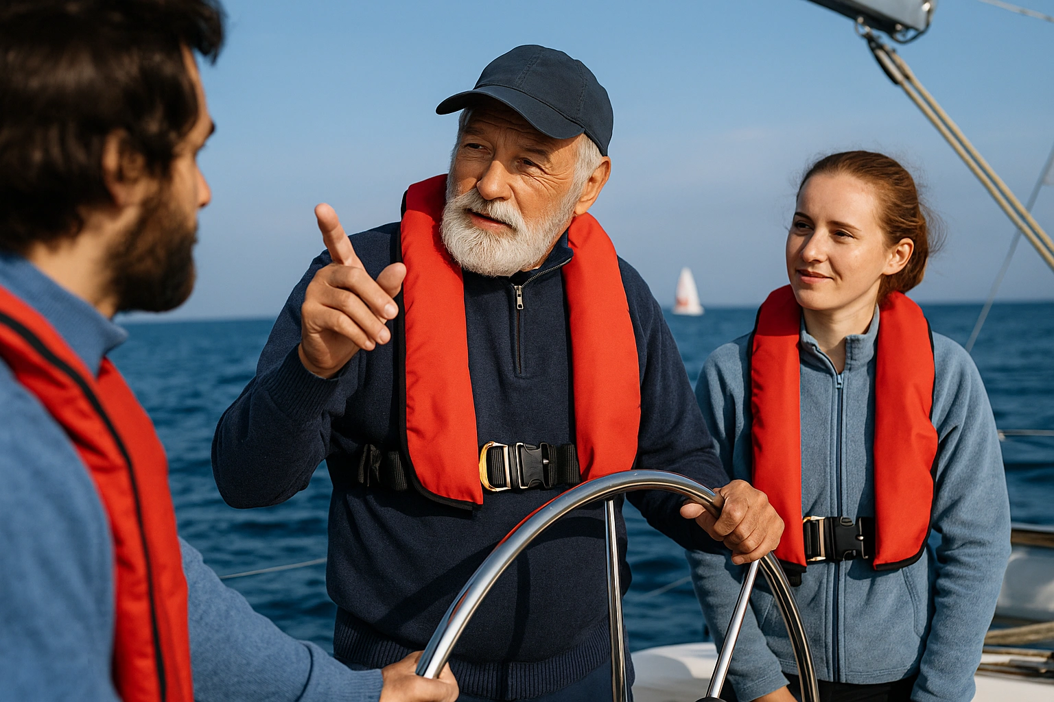 Prácticas de PER en velero realizando maniobras y navegación costera